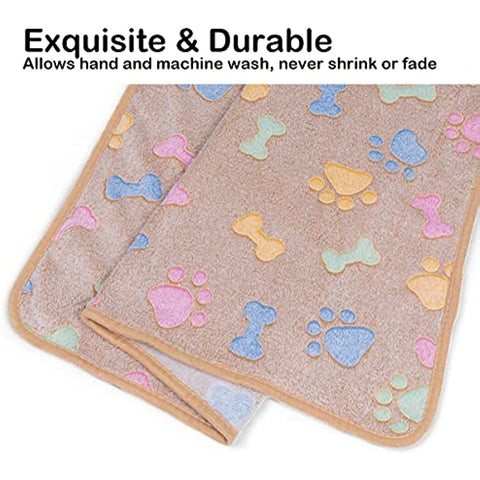 1 Pack 3 Dog Blankets, Soft Fluffy Fleece Pet Blanket Warm Sleep Mat Paw Print Design Puppy Kitten Throw Blanket Doggy Mat, Blanket for Dogs