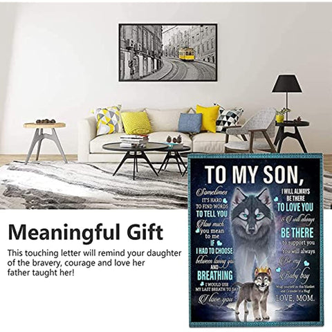 Son Gifts Blanket,to My Son Personalized Blanket from Mom, Birthday Gifts for Son from Mom, Son Graduation Gifts from Mom for Him(B-50 * 60in)