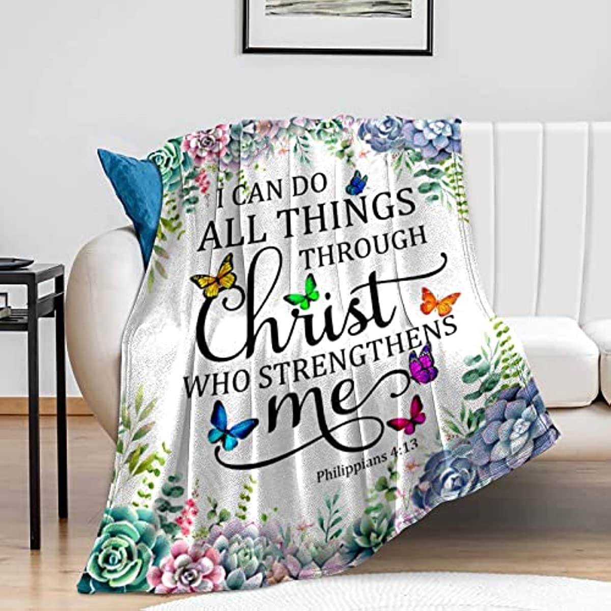 Christian Gifts for Women Inspirational Religious Blanket Bible Verse Scripture Prayer Throw Blanket Soft Flannel Healing Blanket 50"X40"