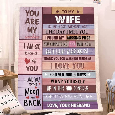 To My Wife Blanket Wedding for Wife Birthday Gifts from Husband Happy for Her Romantic Present Valentines Day (50x60,Sherpa,Th Year)