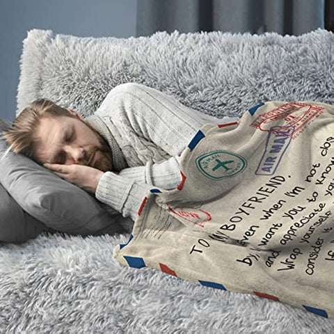 Boyfriend Gifts - Boyfriend Blanket from Girlfriend - Sentimental Gifts for Boyfriend - Romantic Gifts for Him 60"x50" - Best Boyfriend Gifts for Men - Anniversary Birthday Gift Ideas for Him