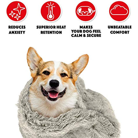 The Dog’s Blanket Sound Sleep Donut Dog Blanket, Large, Calming, Anti-Anxiety Snuggler Blanket, Silver Grey