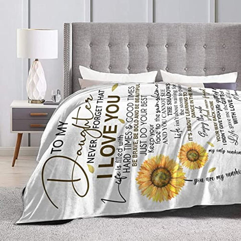 Fleece Blanket to My Daughter Printed Quilts Mom for Daughter's Blanket Positive Encourage and Love mom Flannel Blanket Gifts (40 * 50 inch,10)