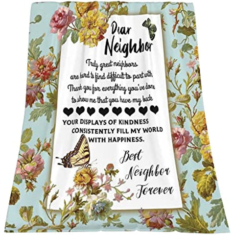 Gifts for Neighbors Blanket, Neighbor Gifts for Women - Printed Throw Blanket for Neighbors, Best Neighbor Gifts for Christmas, Birthday, Thanksgiving Day 50x60 Inches