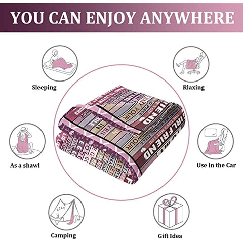 To My Girlfriend Blanket, Valentine's Day Gifts for Girlfriend, Girlfriend Birthday Gifts, Romantic Gifts for Her Girlfriend, Girlfriend Gifts, Soft Flannel Throw Blankets 50"x60"
