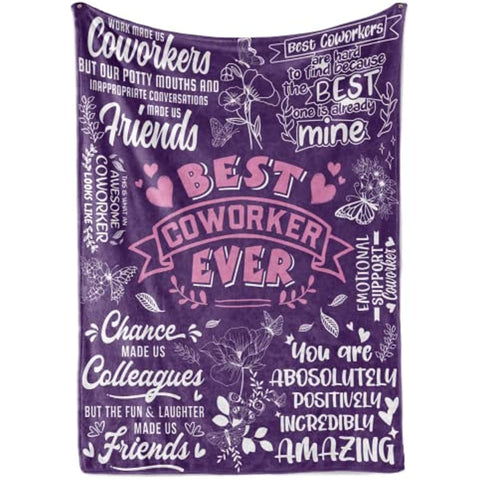 Coworker Leaving Gifts for Women Flannel Blankets Throws, Going Away Gift for Coworker, Leaving Farewell New Job Presents (50"x 65") - Purple - Best Coworker Ever