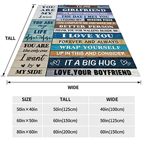 To My Girlfriend Blanket Gifts for Girlfriend I Love You Blessing Sweet Sayings Quote Throw Blankets 50x60 inch Birthday Gifts for Her Anniversary Present Soft Blankets for Bed Sofa