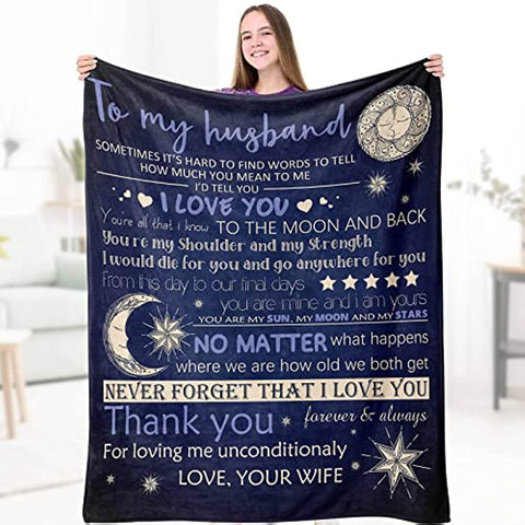 Throw Blanket Gifts to My Husband Blanket Gifts for Husband, Bedding Sofa Couch Decor Present for Valentine's Day Anniversary Birthday from Wife 50"x60"
