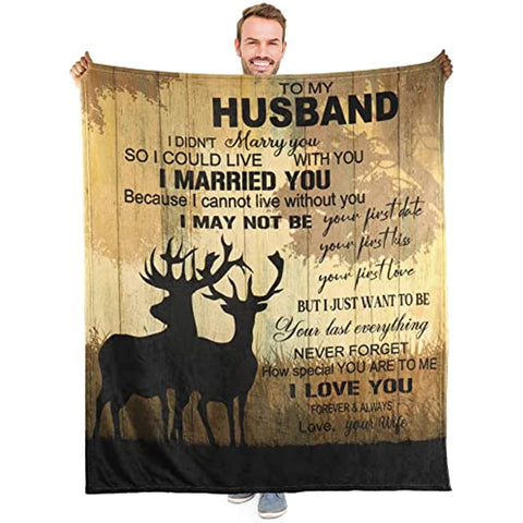 Gifts for Him Husband from Wife to My Husband Blanket, Birthday Christmas Anniversary Wedding Gifts for Husband from Wife, Soft Personalized Throw Blankets for Him Gifts Husband 50" x 60"