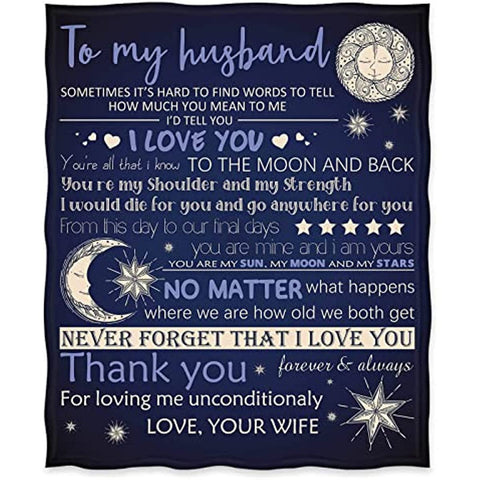 Throw Blanket Gifts to My Husband Blanket Gifts for Husband, Bedding Sofa Couch Decor Present for Valentine's Day Anniversary Birthday from Wife 50"x60"