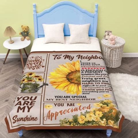 to Neighbor Blankets, Neighbor Blankets, Gifts for Neighbor, Moving Away Farewell Goodbye Gift, Super Soft Flannel Fleece Throw Blankets 50x60 inches
