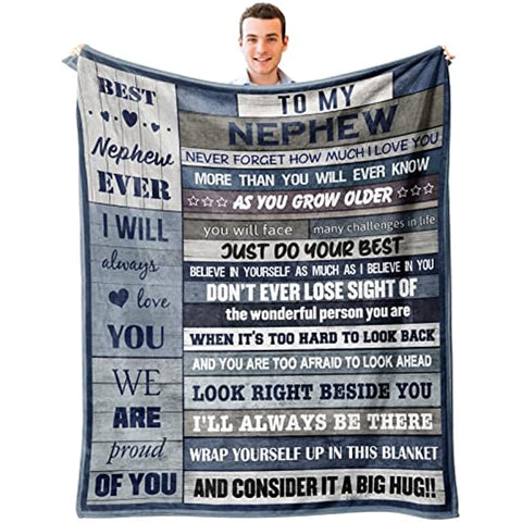 Nephew Gifts from Auntie, Gifts for Nephew Throw Blanket 60’’x50’’, Nephew Gifts from Aunt Uncle, Birthday Gifts for Nephew, Nephew Christmas Graduation Gift Ideas, Best Nephew Ever Blanket