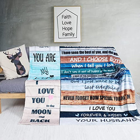 Birthday Gifts for Wife, Anniversary Wedding Mother's Day Romantic Gifts for her, Wife Birthday Gift Ideas from Husband to My Wife Blanket, I Love You Gifts for her, Wife Blanket 60''x50''