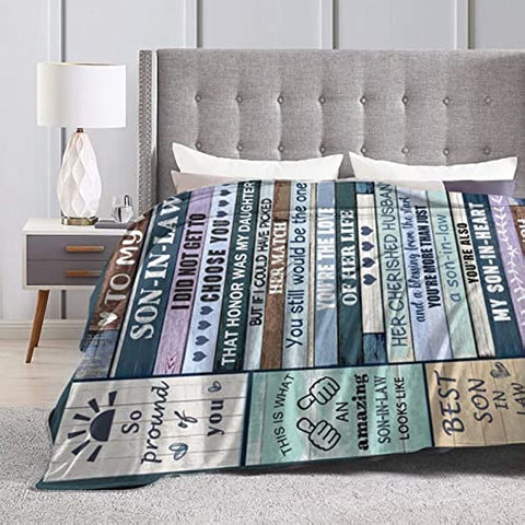 to My Son in Law Blanket from Father Mother in Law Gifts Ideas for Son-in-Law Throws Blankets 50*60 in