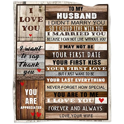Gifts for Husband, Husband Birthday Gift, Husband Blanket 50''x60'', Blanket for Husband Gifts from Wife Soft Cozy Flannel Throw Blanket for Husband
