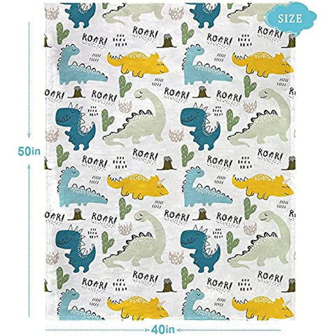 Dinosaur Blanket for Boys Girls 300 GSM Soft Fleece Kids Blanket Baby Boy Blanket Suitable for Toddler Couch Cute Blanket for Sofa Bedroom Living Room Dinosaur Gifts for Children 50"x40"