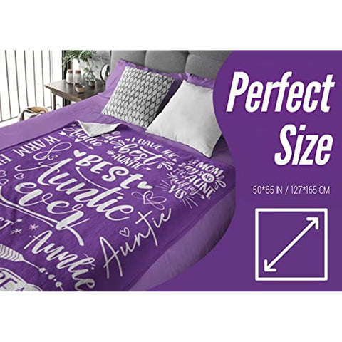 Aunt Gifts from Niece, Nephew, Best Auntie Ever Gifts Blanket for Aunt, Birthday Gifts Flannel Blankets for Women- 50"x 65"- Purple
