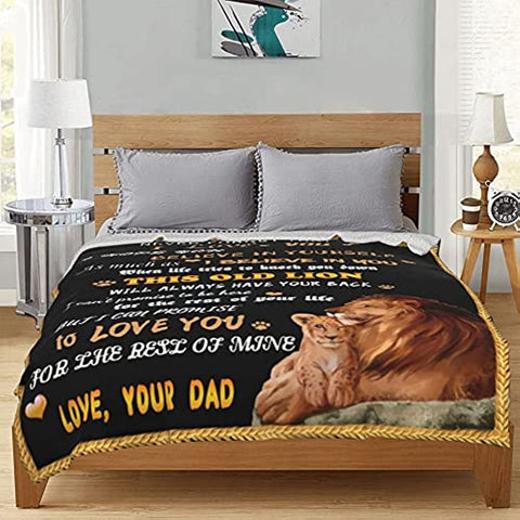 to My Daughter Blanket from Dad Love Letter Lion Daughter Gifts Soft Cozy Personalized Flannel Throw Blankets with Customized Pictures Fits Couch Sofa Birthday Christmas Thanksgiving 50"x60"