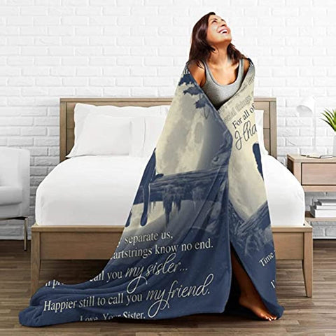 Fleece Blanket to My Sister Best Friend Bestie Printed Quilts Blanket Positive Encourage Flannel Blanket Gifts (40 * 50 inch,2)