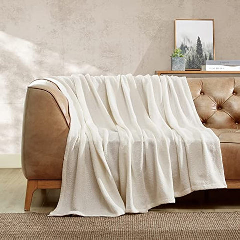 Queen Blanket, Lightweight Cotton Bedding, Home Decor for All Seasons (Herringbone Bone, Queen)