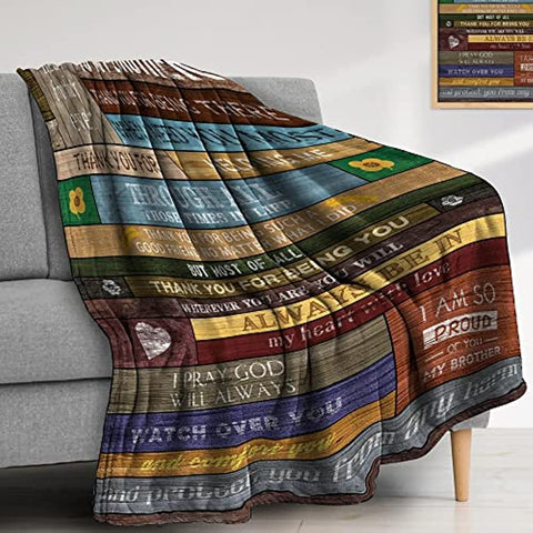 For Brother Plush Throw Blanket, Family Brother Birthday Gift Soft Cozy Blanket, Flannel Fleece Blanket for Sofa, Couch, Bed, Camping, Travel