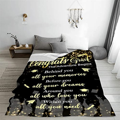 Graduation Gifts 2023 for Her Him Congrats Grad Gift Throw Blanket 50x60 Inch for Graduated Women Men Congratulations Graduation Party Supplies Graduation Ceremony Gift Birthday Gifts