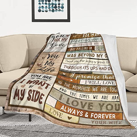 Gifts for Husband Husband Fathers Day Birthday Gift - Wedding Anniversary Romantic Gifts for Him - Husband Gifts from Wife - to My Husband Gifts Throw Blanket 60 x 50 inch