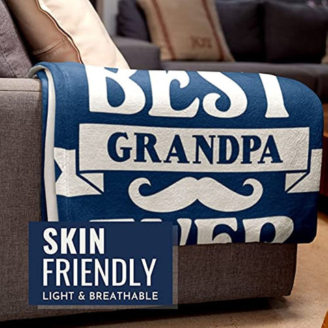Gifts for Grandpa, Throw Blanket for Grandfather, Presents from Granddaughters Grandsons for Christmas, Birthday, Father's Day - 50" x 65" Best Grandpa Ever