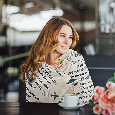 Gifts for Mother in Law Blanket from Daughter in Law - Birthday Gifts for Mother in Law - Mother in Law Gift for Christmas Mother’s Day, Flannel Fleece Soft Warm Cozy Blankets for Bed Sofa 60”x50”