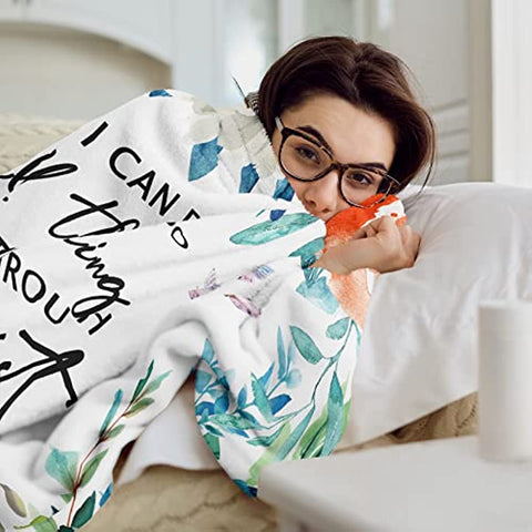 Christian Gifts for Women Blanket 60"x50", Inspirational Religious Gifts for Women Throw Blanket, Catholic Spiritual Gifts for Women, First Communion Gifts for Girls Catholic Blankets Throws