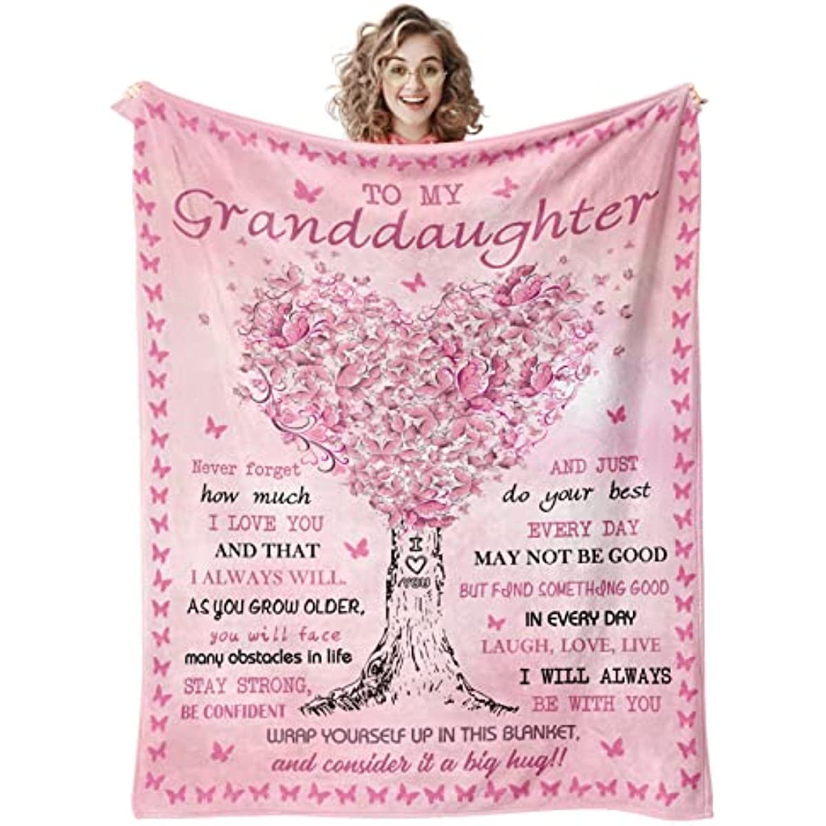 Granddaughter Gifts from Grandma, Granddaughter Gifts Blanket, Gifts for Granddaughter, Birthday Anniversary Graduation Gift for Granddaughter from Grandparents, to My Granddaughter Blanket 50''x60''