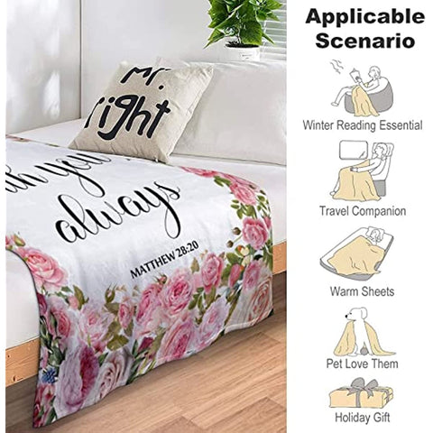 Christian Blanket Inspirational Thoughts Throw Blanket Bible Verse Prayers Get Well Soon Blankets Soft Lightweight Flannel Blanket 40"x50"