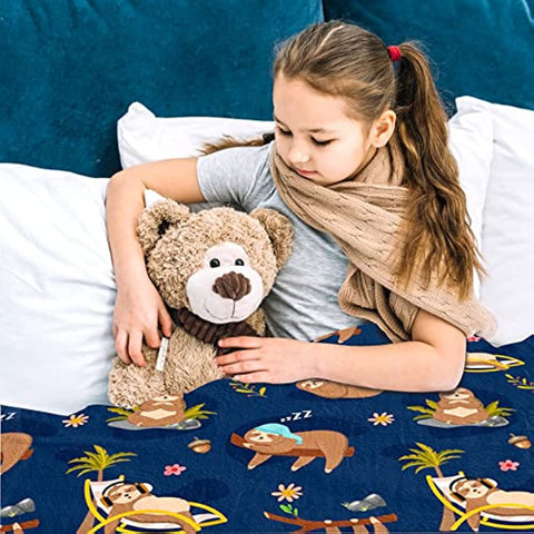 Sloth Blanket, Sloth Gifts for Women Girls Plush Lightweight Flannel Fleece Kids Blanket All Season Cute Sloths Throw Blanket for Bed Couch Chair Funny Gifts for Sloth Lovers 60"x50"