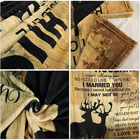 Gifts for Him Husband from Wife to My Husband Blanket, Birthday Christmas Anniversary Wedding Gifts for Husband from Wife, Soft Personalized Throw Blankets for Him Gifts Husband 50" x 60"