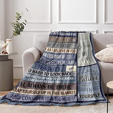Son Gifts from Mom Blanket, Gifts for Son, Best Gifts for Grown Son, Mom to Son Gifts, To My Amazing Son - Back to School/Birthday/Graduation Gift Ideas for Son from Dad Throw Blankets 60"X50"