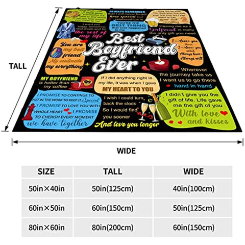 To My Boyfriend Blanket, Gifts for Boyfriend, Birthday Gifts for Him, Boyfriend Blanket 50"x60" Super Soft Cozy Flannel Throw for Men, Funny for Boyfriend