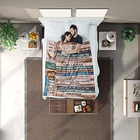 to My Wife Blanket from Husband, Romantic Anniversary Blanket for Wife Throw Blanket, Birthday Gifts for My Wife Valentine's Day Gifts for Her, Warm Fleece Blanket Gifts for Wife, 50x60inch
