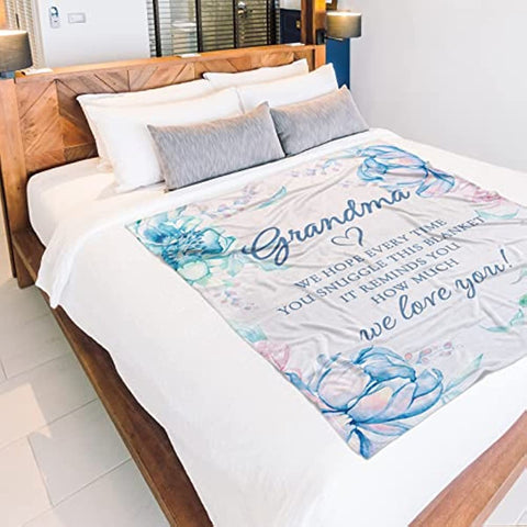 Blanket Gifts for Grandma, Grandma Birthday Gifts, Mother‘s Day Gifts for Grandma from Granddaughter Grandchildren, We Love You Cozy Throw Blankets Present 50" x 60"