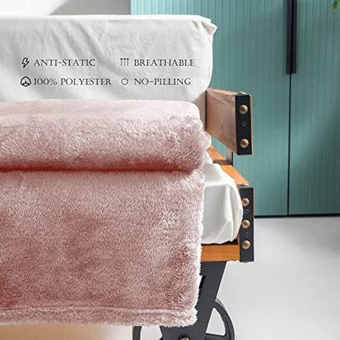 Plush Extra Large Fleece Throw Blanket for Couch,Bed and Sofa (50x70 inches, Dusty Pink) Soft, Warm, Lightweight