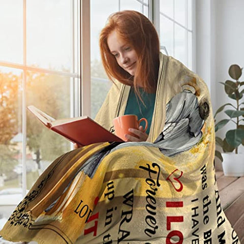 Wedding Anniversary Romantic Gift for Her Blanket, Mothers Day Birthday Gifts for Wife, Wife Gifts from Husband, Best Wife Birthday Gift Ideas, to My Wife Flannel Throw Blanket 60 x 50 inch