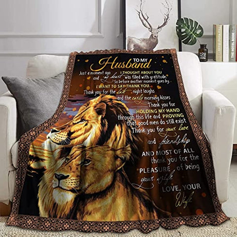 Gift to My Husband Gifts from Wife Super Soft Flannel Fleece Throws Lightweight Warm Blankets Romantic Gifts for Him Husband for Wedding Birthday Anniversary Valentines Day Fathers day 60"x50"