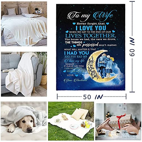 Mothers Day Birthday Gifts for Wife from Husband, Anniversary Wedding Gifts for Her,Wife Birthday Gift Ideas,to My Wife Blanket from Husband,Christmas Valentines Gifts for Wife 60'' x 50''