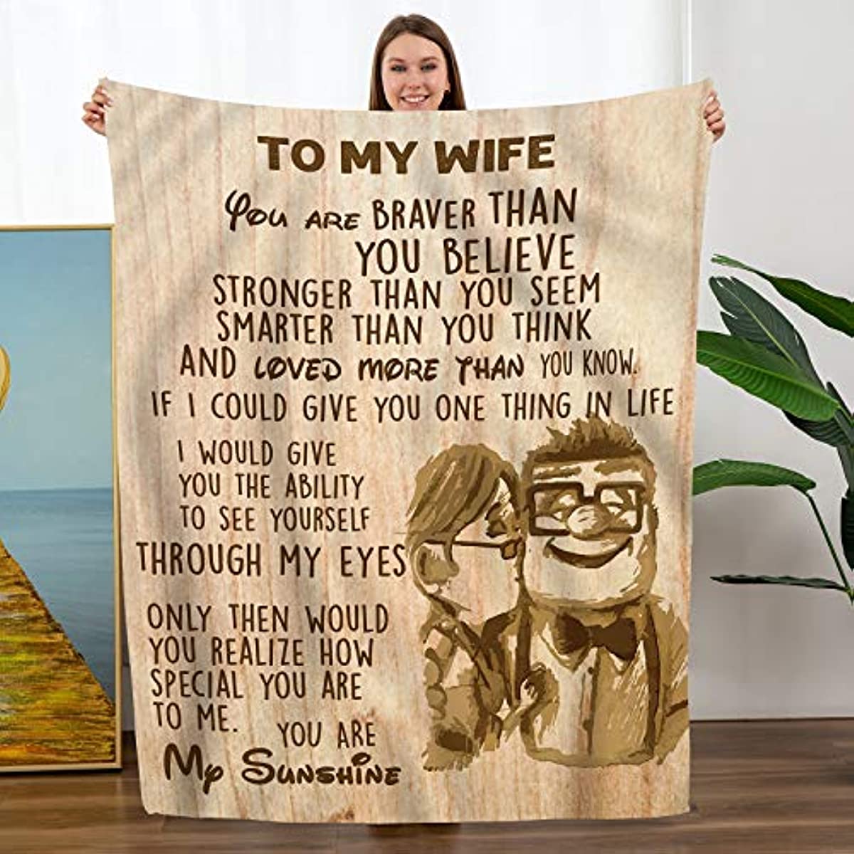 Mothers Day Birthday Gifts for Wife, Wife Birthday Gift Ideas, Wedding Anniversary Mother Day Romantic Gifts for Her, Gifts for Wife from Husband, Wife Blanket 55"x70"