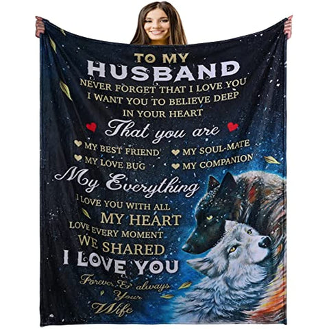 To My Husband Blanket Anniversary Birthday Gifts for Husband from Wife Best Gifts for Husband I Love You Blanket Ultra-Soft Micro Light Weight Warm Bed Plush Throw Blanket (to My Husband, 60"x80")