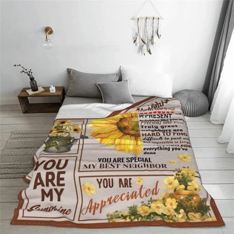 to Neighbor Blankets, Neighbor Blankets, Gifts for Neighbor, Moving Away Farewell Goodbye Gift, Super Soft Flannel Fleece Throw Blankets 50x60 inches