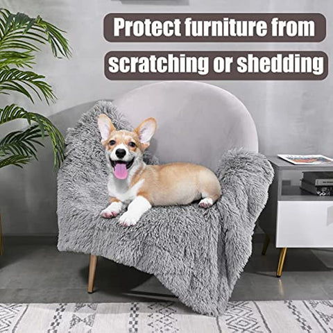 Medium Dog Blanket for Couch Bed Crate, Cozy Reversible Fleece Dog Blanket, Washable Fluffy Throw Blankets 30x40 Inches Grey