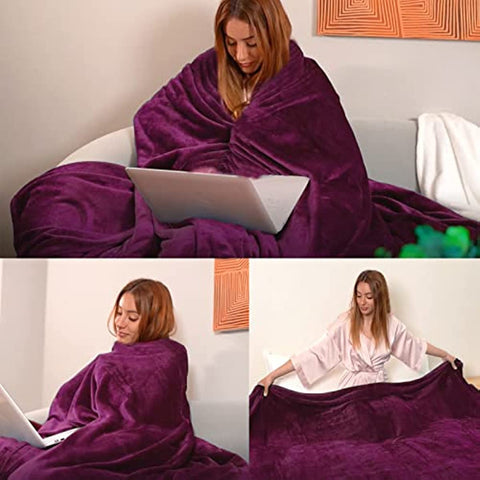 Purple Throw Blanket Fleece Blanket 50"x60",Super Soft Cozy Plush Throw Blanket for Couch Sofa Bed,Warm and Lightweight Velvet Bed Blankets for Adults