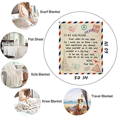 Gifts for Girlfriend 60"x50" Blanket - Birthday Gift from Boyfriend - Romantic Gifts for Her - Valentine's Day for Her - Girlfriend Anniversary Present - GF Birthday Graduation Gift Ideas
