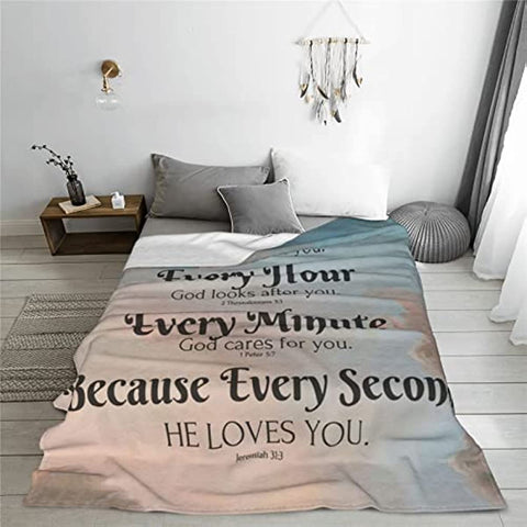 Bible Verse Blanket with Inspirational Thoughts and Prayers- Religious Throw Blanket Soft Lightweight Cozy Plush Warm Blankets for Women Men Gift 40"X 50"
