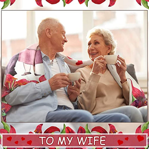 Gifts for Wife from Husband to My Wife Blanket Valentines Day Gifts for Her Wife Valentines Day Gifts Wedding Anniversary Romantic Gifts Wife Gifts for Birthday Gift Mother's Day 60 x 50 Inch (Floral)